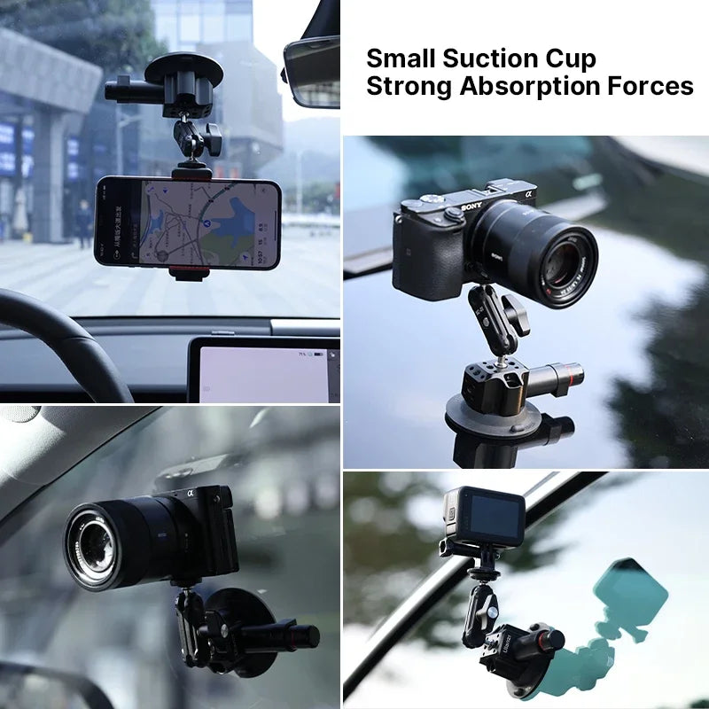 Ulanzi Car Phone Action Camera Holder Hand Pump Suction Cup 360° Adjustable 1/4" for GoPro for Insta360 DJI Action Smart Phone