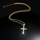 14K Gold Plated Hip Hop Cross Pendant Necklace for Women Male Iced Out Twisted Chain Long Necklace Fine Jewellery Accessories