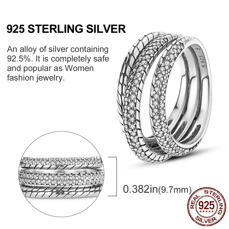 Original 925 Sterling Silver Women Finger Rings for Women Silver Cocktail Ring Geometric Butterfly Round Shape Luxury Jewelry