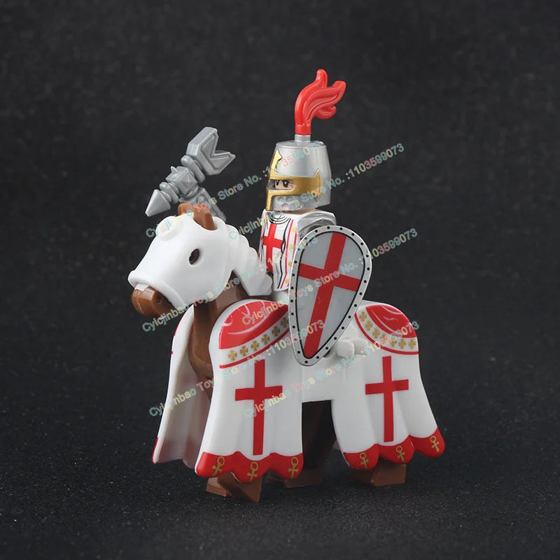 Medieval Knight Stormwind City Guard Reloaded Golden Horse Silver Horse Action Figures Building Blocks Accessories Toys DT8902