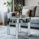 LUVODI Luxury Modern Round Mirrored Accent Side Table with Crystal Diamonds Inlay for Bedside Table