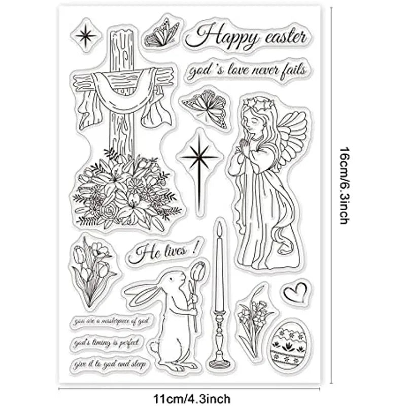Easter Themed Silicone Clear Stamps Transparent Stamps for Birthday Valentine's Day Party Cards Making DIY Scrapbooking