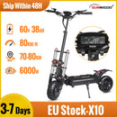 6000W Powerful Electric Scooter 60V 38Ah Max Speed 80km/h 80km Range 11'' Tire Dual Shock Absorbing Folding EScooter for Adults