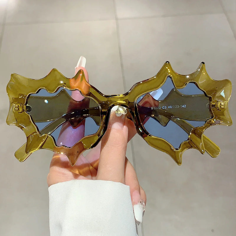 KAMMPT Wave Shape Women Sunglasses 2023 New Stylish Irregular Candy Color Eyewear Trendy Brand Design Outdoor Travelling Shades