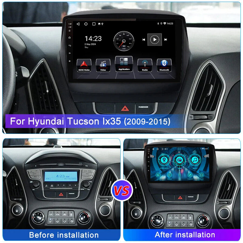 ESSGOO 9" Android 14 Display Car Stereo Radio GPS Navigation For Hyundai ix35 2009-2015 Carplay Android Auto SWC USB Wifi BT FM