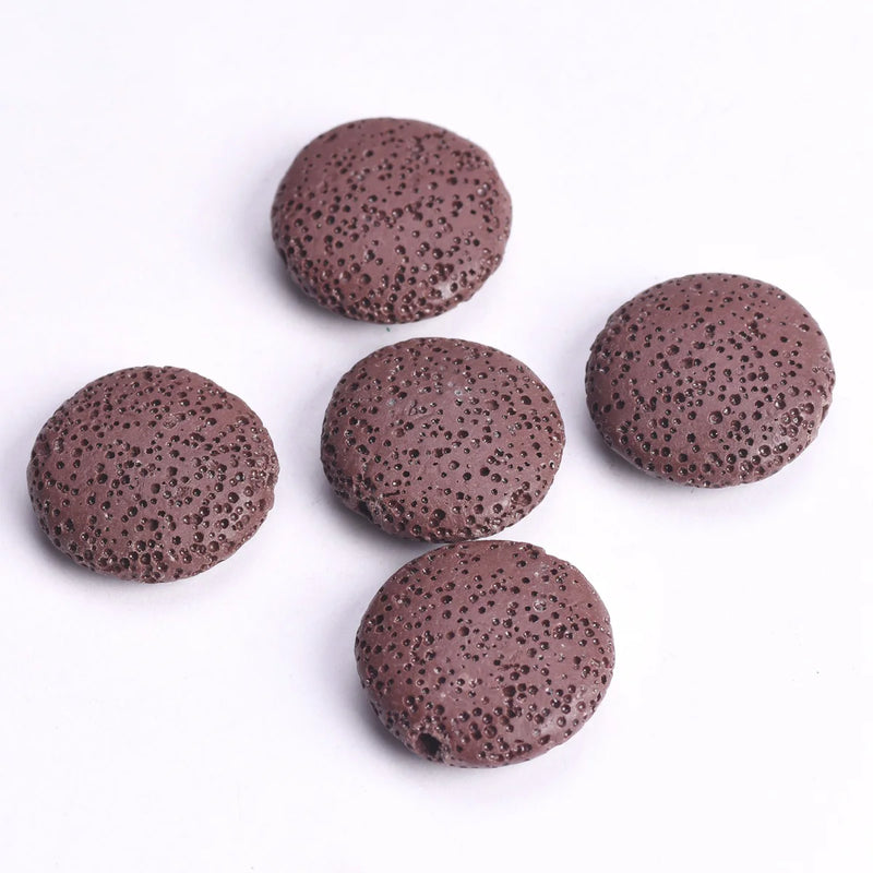 5pcs Natural Volcano Lava Stone Flat Round 20mm 27mm 32mm Loose Crafts Beads lot for Jewelry Making DIY Earring Findings
