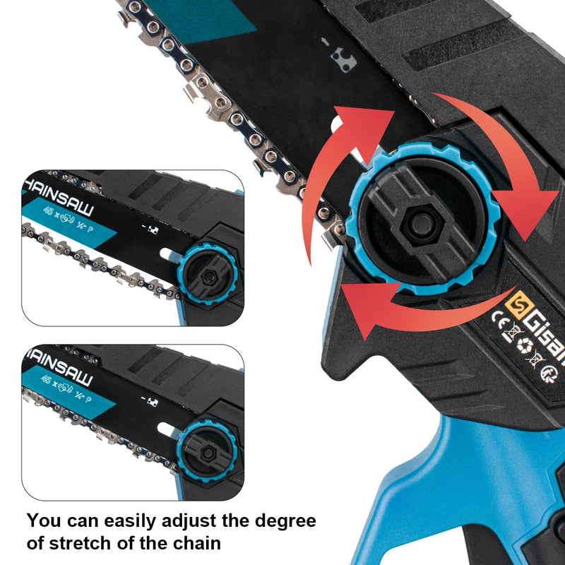 Gisam 8 Inch Brushless Electric Chainsaw Cordless Electric Saw Woodworking Garden Pruning Saw Tool For Makita 18V Battery Pins