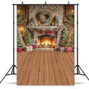 Santa Claus Workshop Backdrops Kids Family Photography Props Magic Christmas Fireplace Gifts Wreath Xmas Trees Backgrounds
