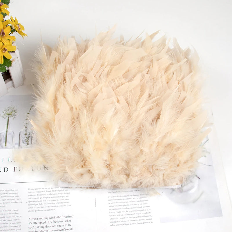 1 Meter Natural Turkey Feathers Trims 10-15cm for Sewing Ribbon Clothing Fringe Plumes Decoration DIY Crafts Wedding Party Dress