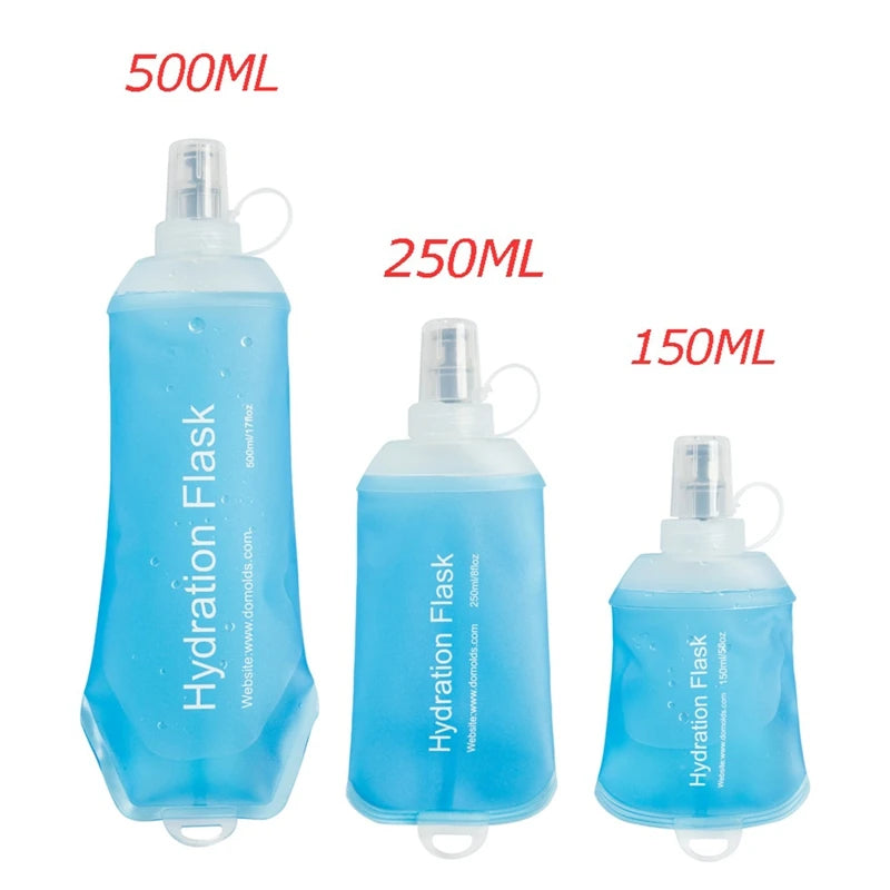 150/250/500ml Water Bottle TPU Folding Soft Flask Sport Water Bottle Water Bag Collapsible Water Bottle Running Camping Hiking