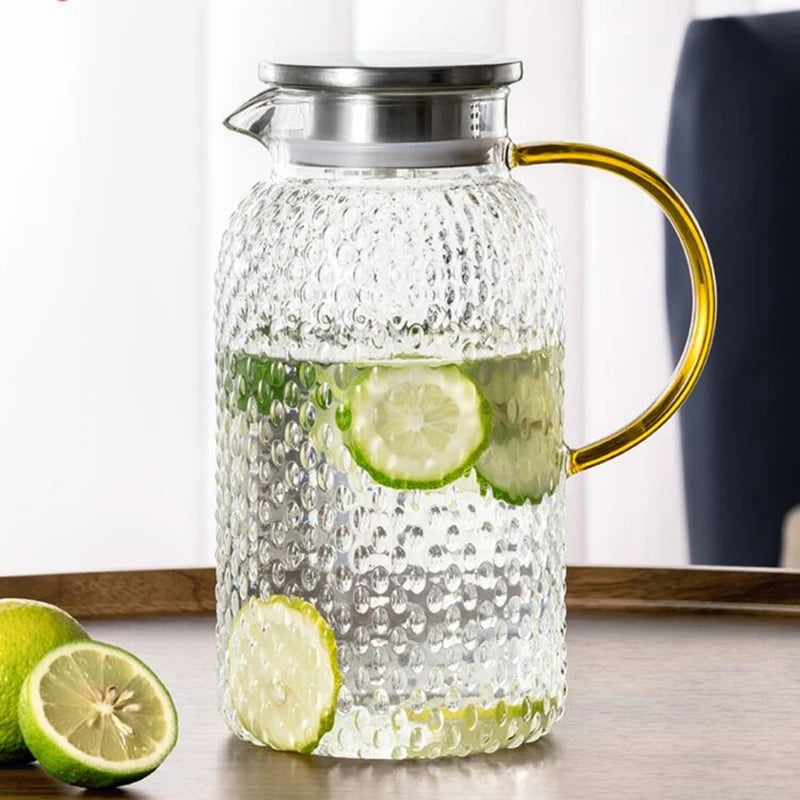 1.2L 1.5L 1.8L 2L Heat Resistant Explosion-Proof Glass Juice Jug Water Cup Cold Kettle Heated Container Canteen Clear Teapot