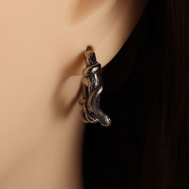 Fashion Personality Creative Snake Winding Plant Vine Hoop Earrings for Men Women Daily Wear Hypoallergenic Luxury Jewelry