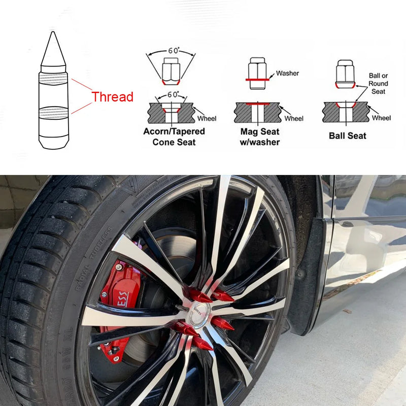 RAYS Racing Composite Nuts Anti Theft Steel Head Alloy Aluminum Lock Wheel Lug Nut Bolt With Spikes M12*1.25 M12*1.5
