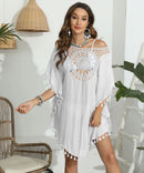 CROCHET BIKINI-Sexy Monochrome Bikini Cover Up Dress, Fashion Swimwear, Sun-resistant, Colorfast