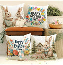 Easter Cute Bunny Print Pattern Home Decor Pillowcase Bedroom Living Room Sofa Decoration Polyester Cushion Cover with Zipper