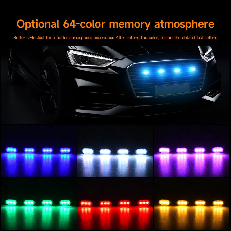 RGB Car Front Grille Lighting APP Control 12V Led Grid Grill Light for Modify Off-road Vehicles Jeep SUV Decorative Signal Lamp