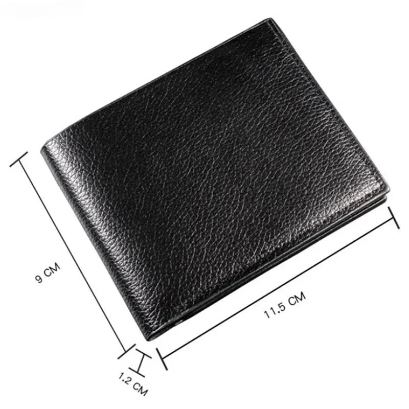 1PC Men's Wallet Genuine Leather Women Wallets Premium Product Real Cowhide Wallets for Man Short Black Walet Portefeuille Homme