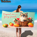 30*60inch Ultra-Soft Beach Towel with Tropical Vibes Furry Friends Cat Beach Towel