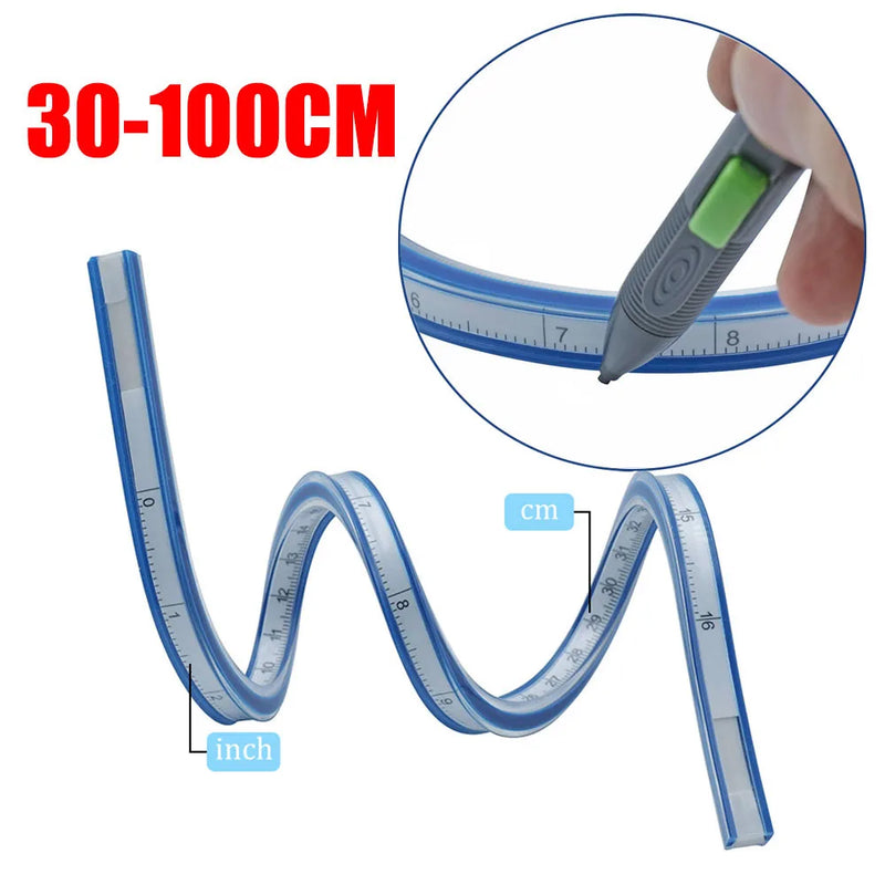 1PC Flexible Curve Ruler Drafting Drawing Tool Snake Shaped Ruler Flex Curved Ruler Quilting Plastic School Office Supplies 30cm