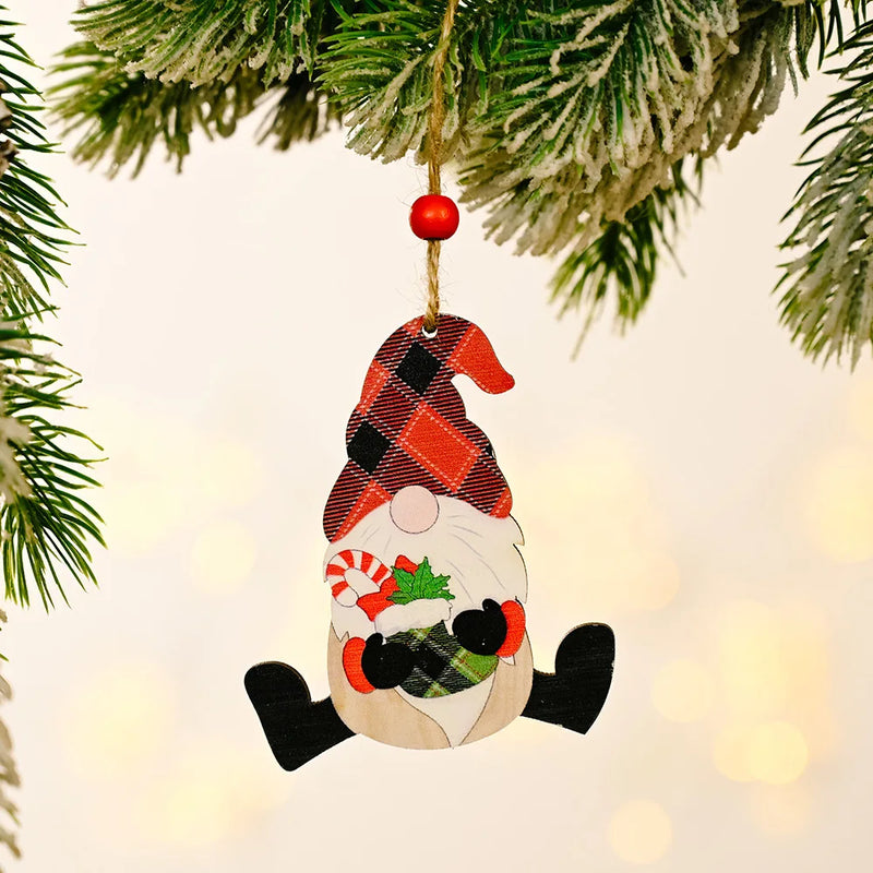 Christmas Wooden Pendant santa car pattern Xmas Tree Hanging Ornaments Christmas Decorations for Home Navidad Gift New Year 2023