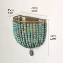 Industrial retro blue/white wooden bead bracket light E14 LOFT bedroom cafe lamp holiday Corridor Restaurant decor wall lights