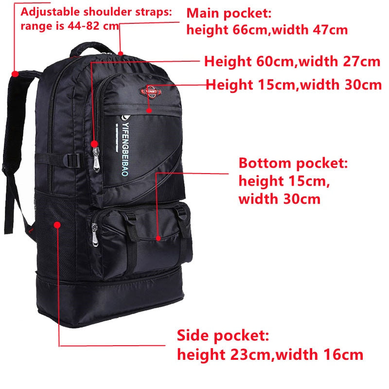 60L Waterproof Men Nylon Backpack Travel Pack Sports Bag Pack Outdoor Mountaineering Hiking Climbing Camping Backpack For Male