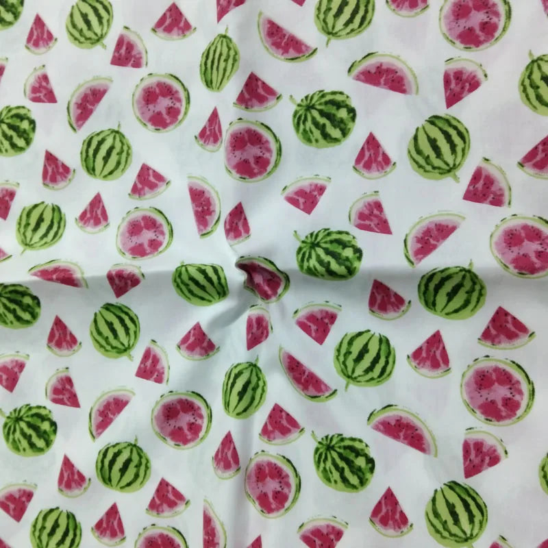 Graceful Pink Green Stripe Fruit  Series Apple Banana Printed Cotton Fabric 50x160cm For DIY Sewing Bedding Quilting Cloth Decor