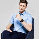 5XL Silk Smooth Formal Dress Quality Social Summer Short Sleeve Men's Shirt Business Slim Fit ice silk Casual White Non iron 4XL