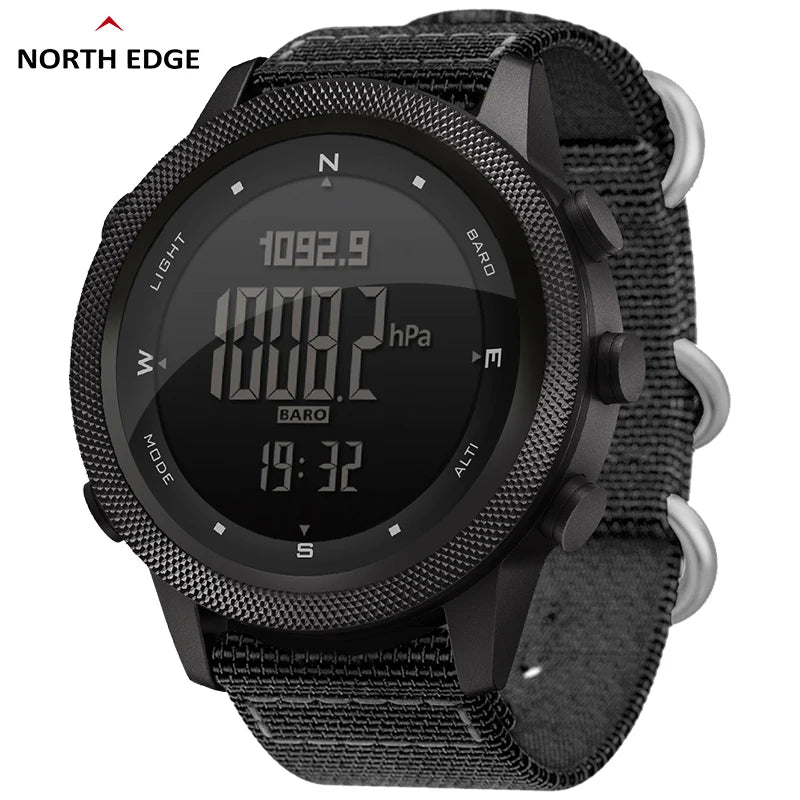 NORTH EDGE Men Digital Watch Military Army Sports Watches Waterproof 50M Altimeter Barometer Compass World Time Wristwatch Mens