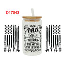 3D UV DTF Transfers Stickers 16oz Cup Wraps Dad Father's Day Printed For DIY Glass Ceramic Metal Leather Etc. D17043