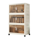 3/4-layer Stackable Storage Bins Storage Box with Lid Collapsible Storage Cabinet Organizers with Wheels for Shoes Home Office