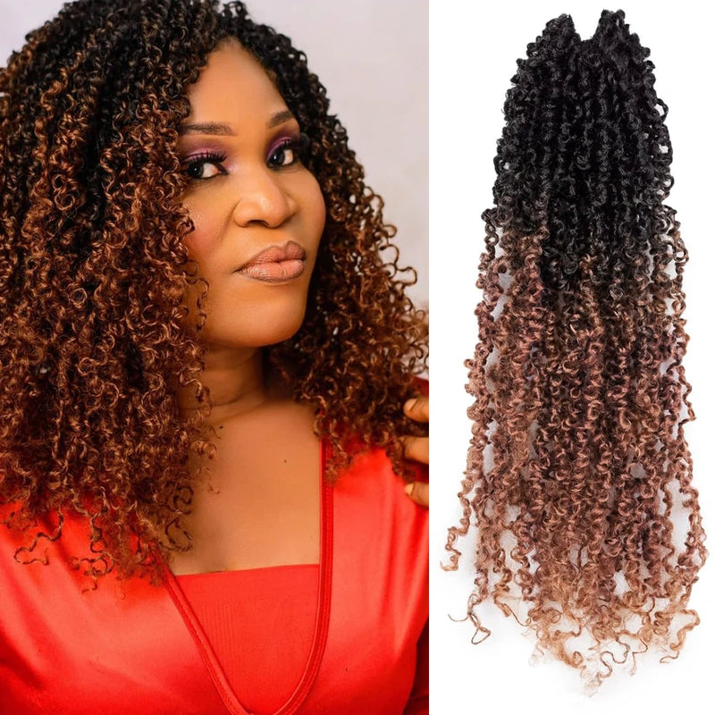 10 Inch Synthetic Pre Looped Yanky Twists Passion Spring Crochet Braiding Hair Short Pre-twisted Mini Curly Twist Crochet