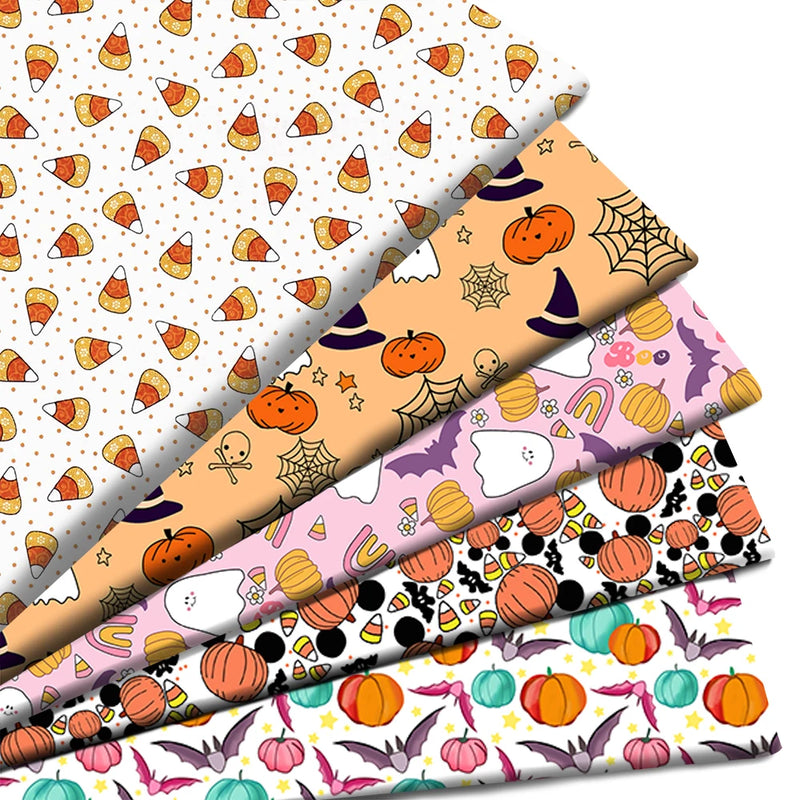 Halloween Bat Pumpkin Skull Printed Polyester Pure Cotton Material Patchwork Tissue Sewing Quilting Fabrics Needlework DIY Cloth