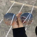 2022 Rimless Sunglasses Women Ocean Water Cut Eyewear Women Men Trimmed Lens Metal Curved Temples Sun Glasses Female UV400