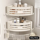 White Bathroom Shelves with Towel Bar and Hooks Shampoo Mackeup Storage Organizer Self Adhesive Wall Mounted Shower Corner Rack