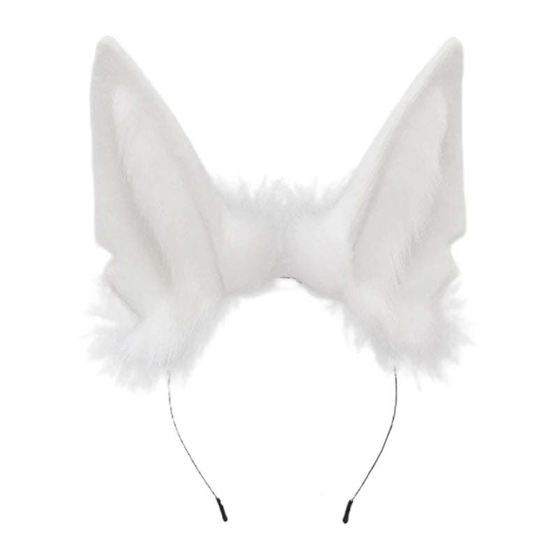 F42F Women Animal Wolf Ears Headdress Plush Hairband Furry  Headband Anime for Halloween Christmas Cosplay Accessories