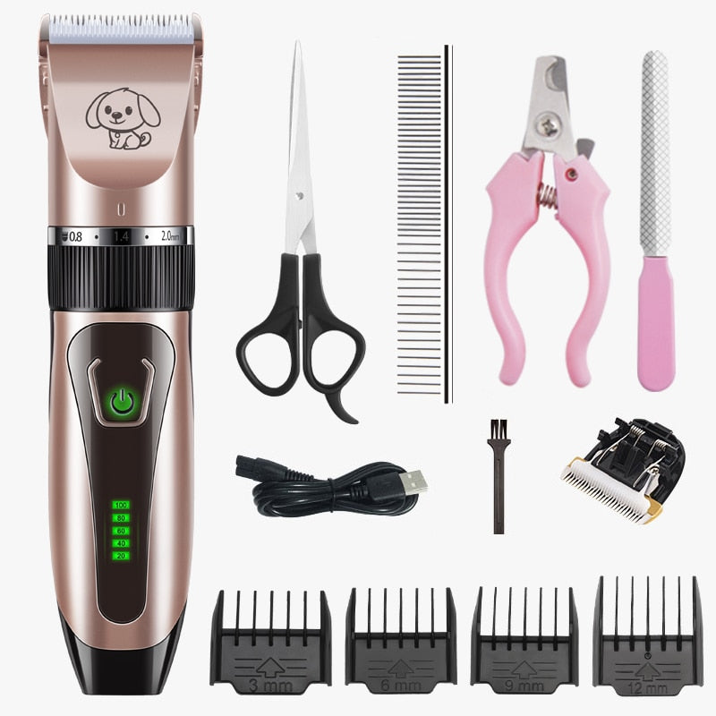 Dogs Clipper Grooming Clipper Kit USB Professional Rechargeable Low-Noise Clipper For Dog  Pets Hair Trimmer Display Battery