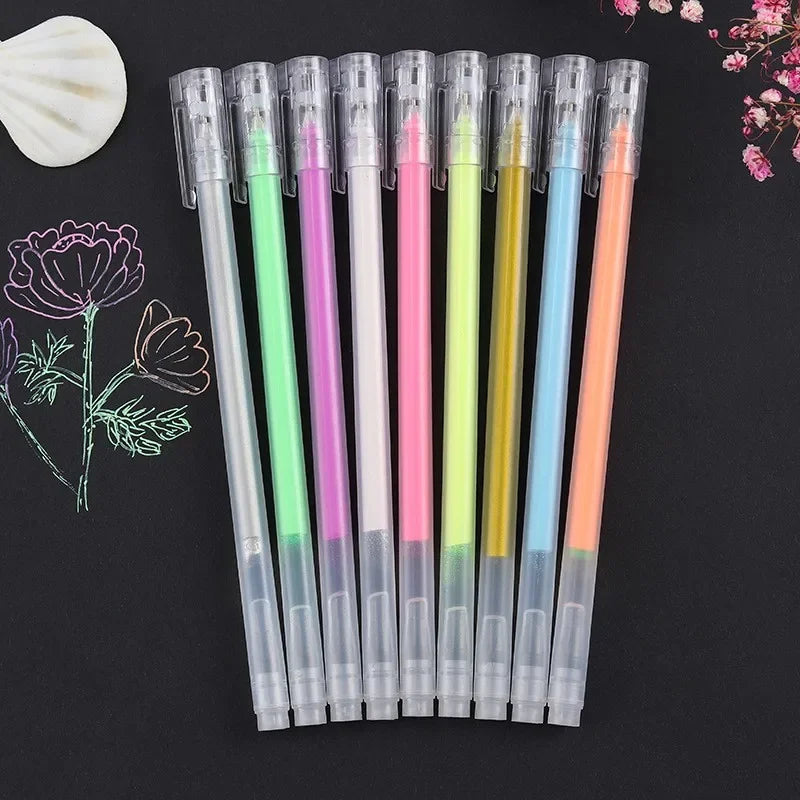 9pcs/set White Gold Silver Gel Pen Large Capacity 0.6mm Highlighter Art Marker Pen Sketch Drawing Comic Design Art Supplies