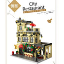 Creative Expert City Street View MOC XMORK 20114 City Restaurant Block Module Model 1489pcs Building Blocks Brick Puzzle Toys