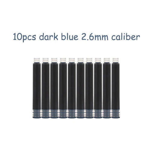 10pcs/pack 2.6mm Caliber Ink Cartridges for Fountain Pens Black/Dark Blue/Red/Erasable Blue Disposable Cartridges Ink Supplies