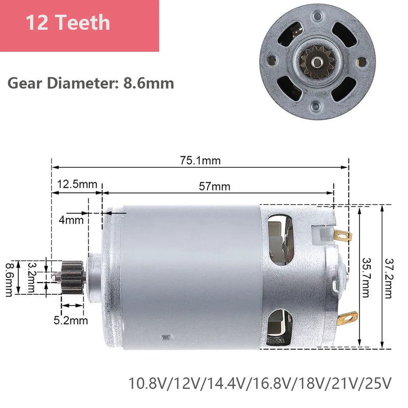 RS550 DC Motor 10.8V/12V/14.4V/16.8V/18V Electric Motor Engine High Torque Gear Box for Electric Drill / Saw Screwdriver