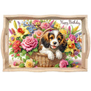 Wooden Animals Flowers 5D DIY Diamond Painting Serving Tray with Handle DIY Diamond Painting Food Tray Kit for Coffee Table