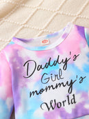 Children's clothing Girl Tie-dyed Letter tie dye Long sleeved Pants 2pc/Set Suitable  Autumn sportswear for girls aged 1-6 Year