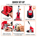 SucceBuy 25/32/58/75MM Badge Maker Machine DIY Button Pin with 500Pcs Free Parts Press Kit Circle Manufacture Button Making Tool