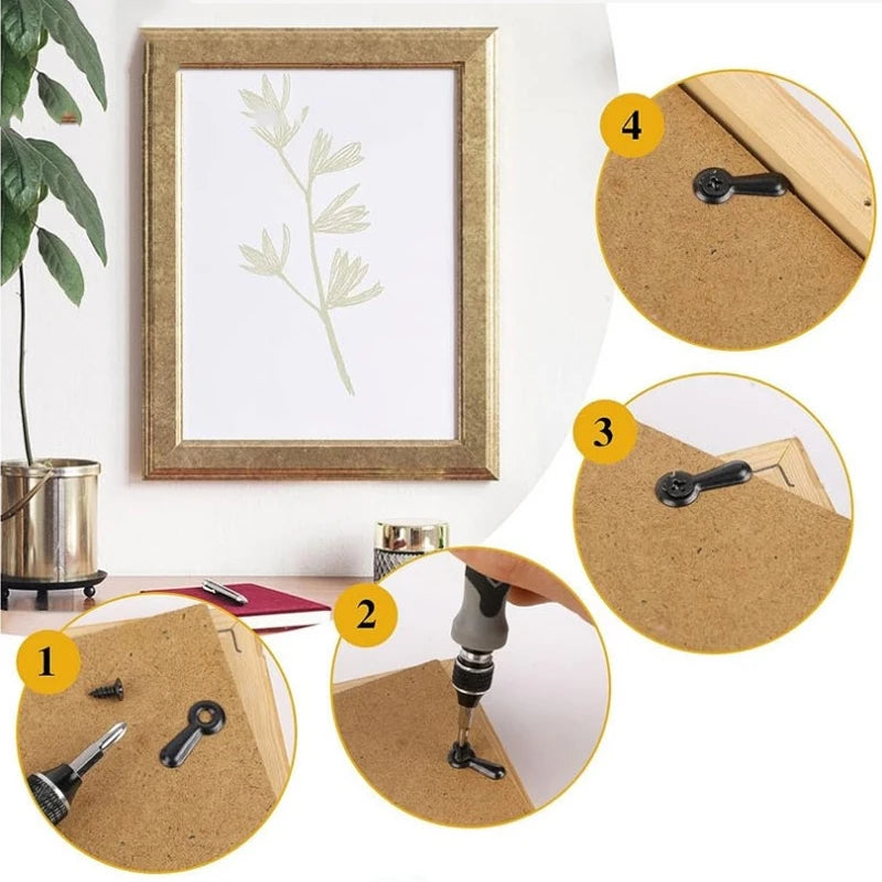 100pcs Photo Hangers Picture Frame Hardware Backing Clips Turn Button Fasteners for Cross Stitch Exhibition Painting