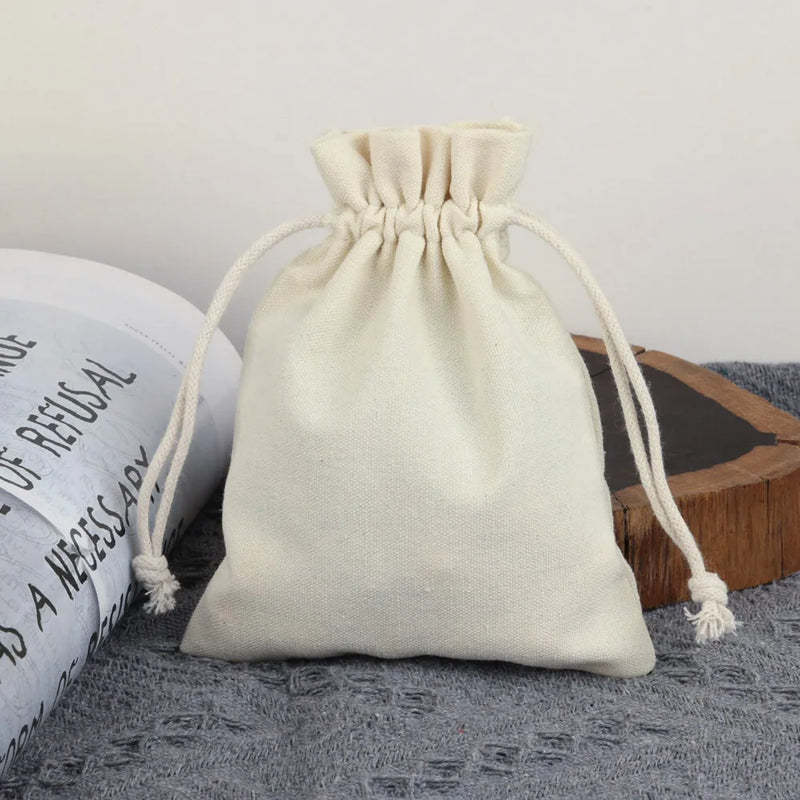 10pcs/lot Cotton Linen Gift Bag Drawstring Pouch Decoration Pocket For Jewelry Packaging Christmas Wedding Gift Bag