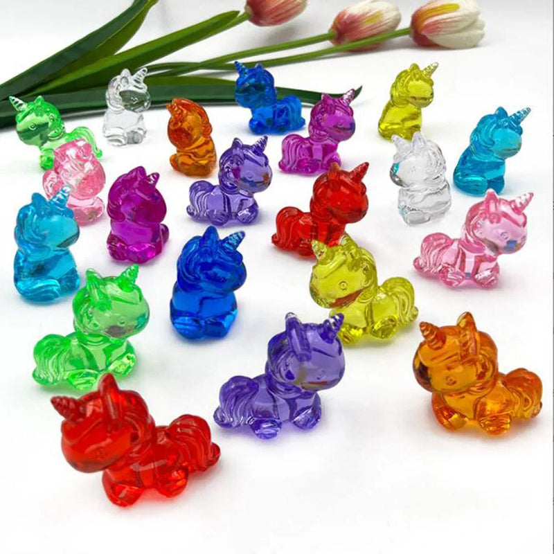 Camal 10pcs Acrylic 28x38mm Mini Unicorns Cute Toys for Kids Birthday Party Favors Guest Gifts School Prizes Goodie Bag Filler