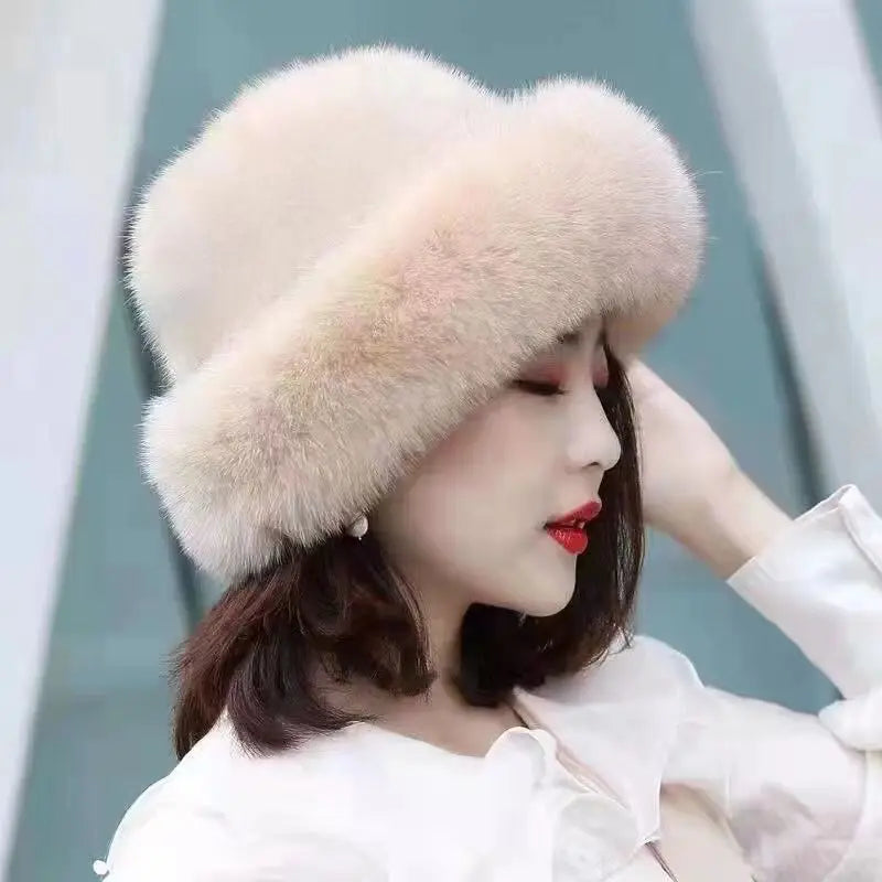 Faux fur hat Mongolia bag shape bowler warm hat autumn and winter fashion wool-like thick