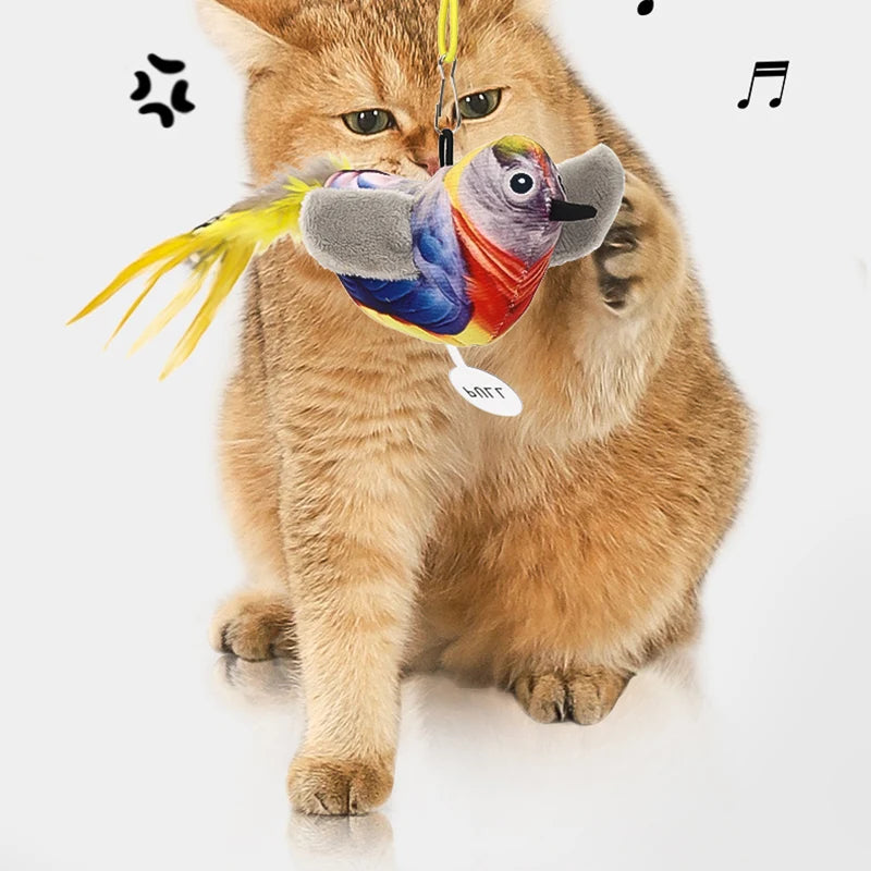 HOOPET Simulation Bird Interactive Funny Cat Stick Toy Furry Feather Bird Sucker Cat Stick Toy Kitten Playing Pet Accessories