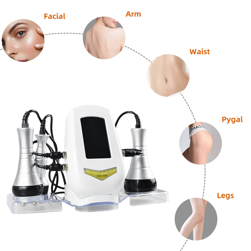 3 In 1 Beauty Body Slimming Massager Cavitation Machine Multi-Functional Device Face Body Tightening Lifting Spa Skincare Tool